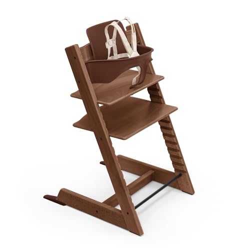 Image of Stokke Tripp Trapp High Chair 2, Warm Brown - Includes Chair + Baby Set with Removable Harness for Children 6-36 Months - Adjustable, Ergonomic & Easy to Clean
