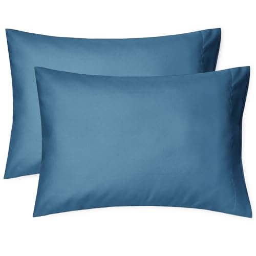 Image of EXQ Home Toddler Pillowcases 13x18 Travel Pillow Case Set of 2, Small Pillow Case Fits Baby Pillow Sized 12x16, 13x18, Kids Pillowcases 2 Pack Machine Washable with Envelope Closure(Misty Blue)