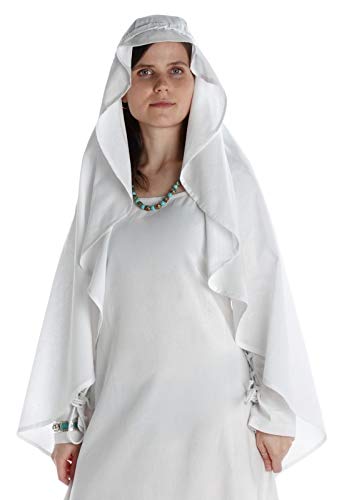 Velo medieval blanco de algodón ideal para ferias de época y teatro
