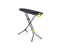 Joseph Joseph Glide Plus Ironing Board 110 x 33cm with Compact Adjustable Legs and Integrated Heat Resistant Steam Iron Rest, Anti-drip super absorbent Cotton cover, Black/Blue