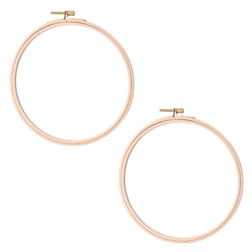 Mormchlots 2Pcs 7 Inch Wood Embroidery Hoop, Cross Stitch Hoops Ring Wooden Embroidery Frames, Beech Cross Stitch Supplies for Art Craft Sewing/DIY Decoration