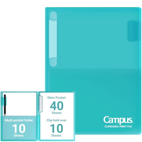 Kokuyo Portfolio Folder with Pockets Folder for Paper Organization,Heavy Duty Pocket Folder Fits US Letter & A4，Flip & Write Surface,Dual-Purpose Clip & Pocket Design(FU-CEH755B)