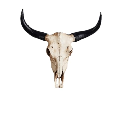 Cráneo de Animal Falso, decoración de Pared, cráneo de Cuernos Largos, cráneo de Vaca Colgante, taxidermia Hecha a Mano, Cabeza de Toro, decoración de Sala de Estar (G)