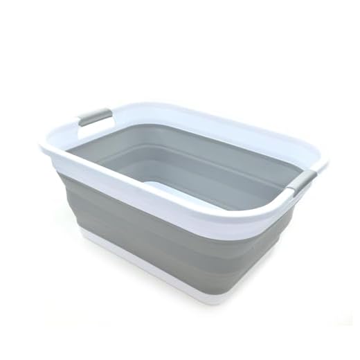 SAMMART Collapsible Plastic Laundry Basket - Foldable Pop Up Storage Container/Organizer - Portable Washing Tub - Space Saving Hamper/Basket (Rectangular, Grey)