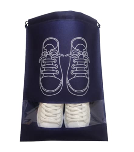 5 x Reise-Schuhbeutel, tragbare Schuhaufbewahrungstaschen, platzsparender Organizer mit transparentem Schlitz., navy, 44X32cm, Schuhtasche Cover