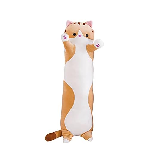 
                            Irishom Plush Pillow, Cat Long Throw Sleeping Pillow Cute Cartoon Cat Shaped Plush Toy Sleeping Long Throw Pillow Home Office Study
                        