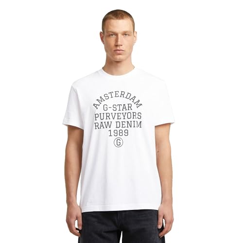 G STAR Camiseta Purveyors Graphic para Hombre, Blanco (white D26856 C372 110), L