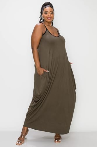 Image of BFFBABY Women's Casual Maxi Dress Sleeveless Tie Dye Spaghetti Strap Summer Plus Size Swing Sundress with Pockets