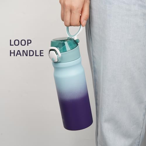 Image of Konokyo 18 oz Insulated Stainless Steel Sports Water Bottle with Straw Lid