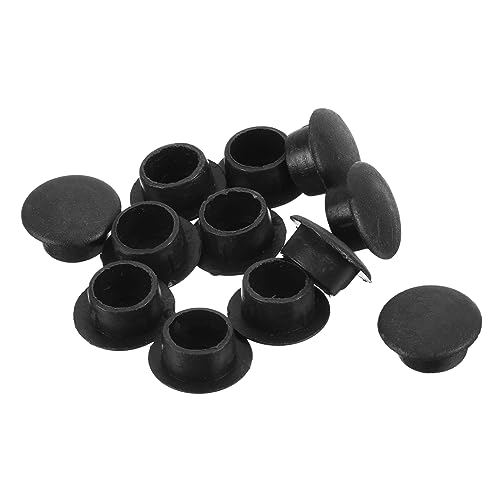 QUARKZMAN 10mm Trou Bouchons x 12pcs Plastique Affleurant Type Panneau Rond Trou Prises pour Meuble Chaise Bibliothèque Placard Étagères, [Noir]