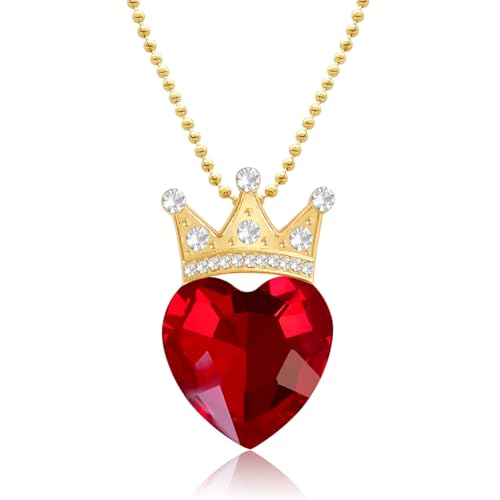 Evie Red Heart Necklace Descendant Costume Queen of Hearts Princess Halloween Jewelry for Valentine's Gift