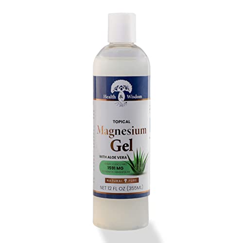 Health And Wisdom Magnesium Gel - 12 Fl Oz With Healing Properties Of Aloe Vera | Use For Spray, Lotion, Rub, And Bath Additive | Topical Moisturizer | Hair And Body | Natural | Pure #TOP17