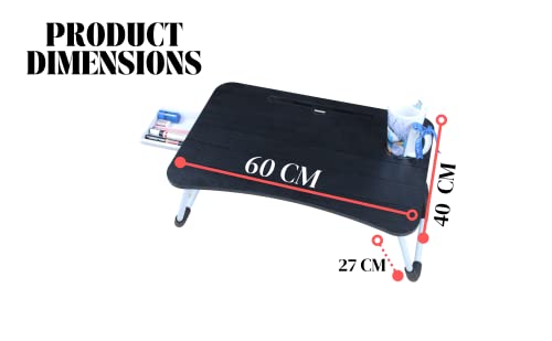 Image of MemeHo Multi-Purpose Foldable Laptop Table for Bed & Sofa | Portable Study Desk, Breakfast & Reading Table | Ergonomic Design, Non-Slip Legs | Fits up to 17 inch Laptop with Cup Holder and Dusk(Black)