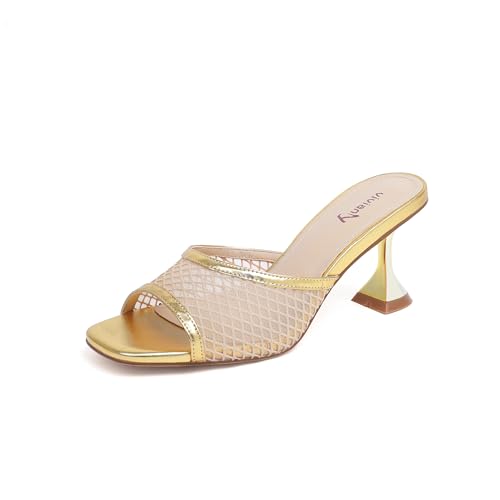 Image of vivianly Womens Square Open Heels Sandals Slip on Heeled Slides Mules for Party Daily Wear