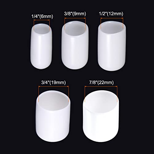 Image of MECCANIXITY Round End Caps Rubber Cover 50pcs 1 /4 inch 3 /8 inch 1 /2 inch 3 /4 inch 7 /8 inch White Screw Protector for Screw Bolt Pipe