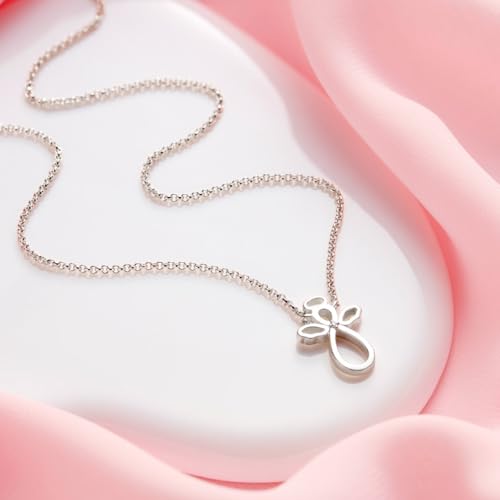 Collar de plata con ángel para comuniones y eventos de adolescentes 2