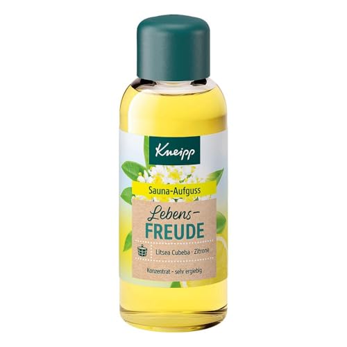 Kneipp Sauna Aufguss Lebensfreude, natürliche ätherische Öle der Litsea Cubeba & der Zitrone aktivieren Körper & Geist, vitalisiert die Sinne - ergiebiges Konzentrat für die Sauna, 100 ml (1er Pack)