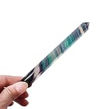 PKNVKZIDK Rainbow Fluorite Slender Crystal Column Striped Point Magic Wand Hexagonal Stone Ornaments