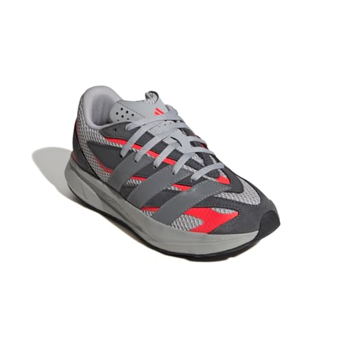 adidas Lightblaze Sneaker, Grey/Grey/Lucid Red, 4.5 US Unisex Big Kid