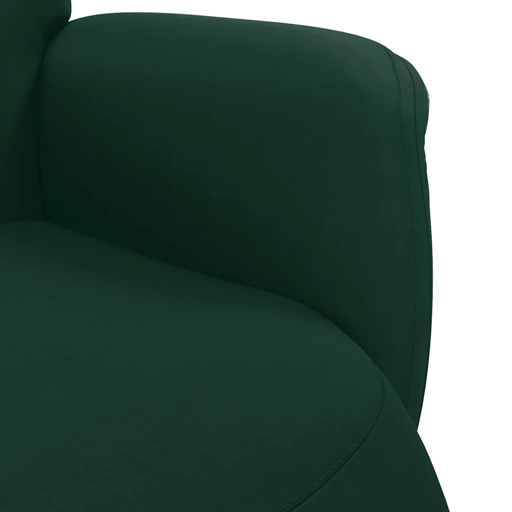 Fotel relaksacyjny z podnóżkiem, ciemnozielony aksamit, regulowany, obrotowy, z funkcją leżenia, ergonomiczny, wygodny fotel do salonu, biura, kącika do czytania, kominka
