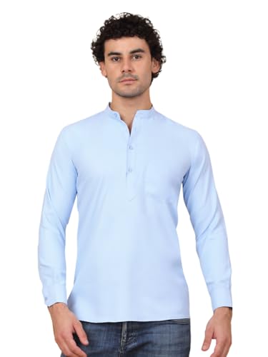 Image of Jompers Men's Cotton Regular Fit Solid Short Kurta