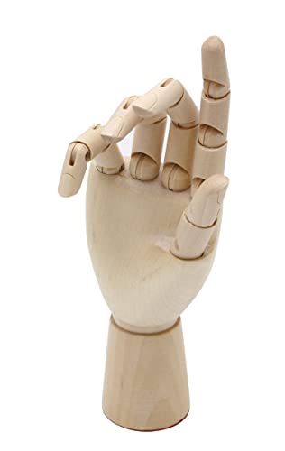 Paintersisters® Mano articulada, 18 cm Derecha, Mano de Madera móvil, Mano Modelo maniquí Mano Modelo Dibujo muñeca