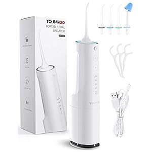 Munddusche kabellos, YOUNGDO Ultraschall Zahnreiniger mit faltbarem 360ml Wassetank, Professionell IPX7 Wasserdichter…