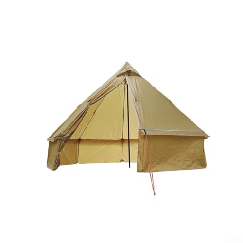 Geräumiges Zelt für 4 Jahreszeiten, mit Herdheber für 24 Personen, wasserdichter Stoffunterstand im Jurten-Stil, für Gruppen-Rucksackreisen und Camping (Außenzelt, braun)