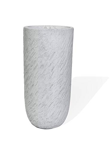 Köhko® Macetero de fibra de vidrio, diámetro de 24 x 49 cm, color marfil, redondo