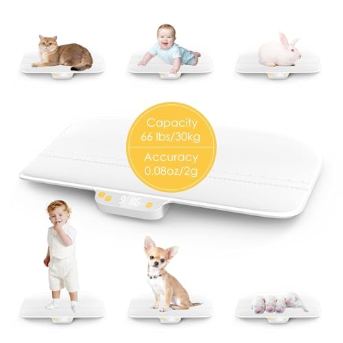 Image of Digital Pet Scale, Baby Scale, Precision0.08oz, Max 30kg /66lbs, Auto-Hold, Integrated Design Without Disassembly, Suitable for Cats, Small Breed Dogs, Infants, and Young Children