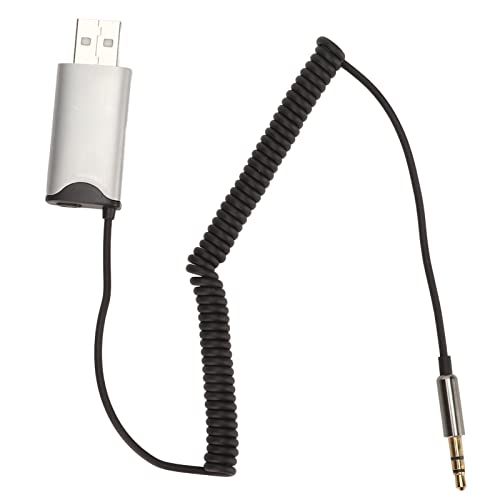 Adaptador BT AUX, USB 2.0 a 3.5 Mm Receptor de Audio Bluetooth, Reducción de Ruido USB 2.0 a 3.5 Mm Jack Kit de Manos Libres para Automóvil Receptor de Audio con Micrófono