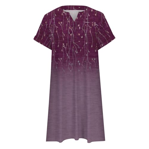 Womens Plus Size Dresses V Neck Short Sleeve Summer Casual Solid Dress Tunic with Pocket Summer Outfits - Image 4