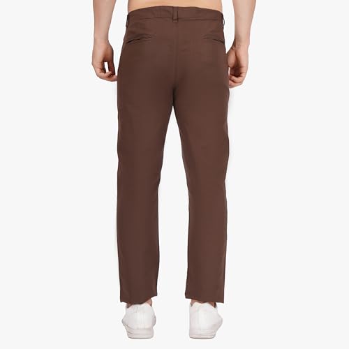 Image of Men's Regular Fit Linen Trousers | Slim Fit Lightweight Casual Pants | Stylish Dress Pants for Office or Travel | Premium Luxury Linen Trouser Pant with Breathable Comfort