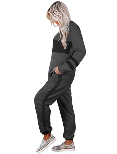 Image of Aloodor Sweatsuit for Women 2 Piece Outfits for Womens Crewneck Sweatshirts Pullover