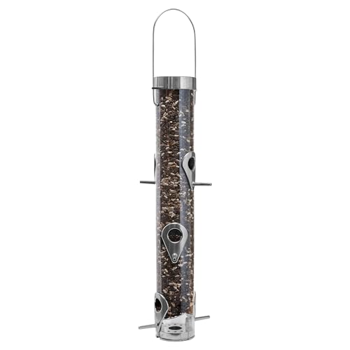 Droll Yankees Classic Sunflower or Mixed Seed Bird Feeder, Ring Pull Advantage, 6 Feeding Stations, 1 lb Bird Seed Capacity, 20-Inch