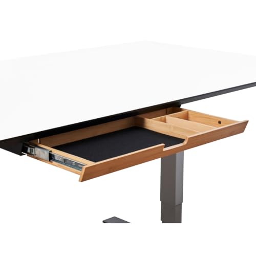 WIRSCHDA Premium Unterbauschublade Bambus Schreibtisch Organizer flach & ausziehbar | Untertisch Schublade für Homeoffice & höhenverstellbare Tische | Büro Ordnungssystem Holz