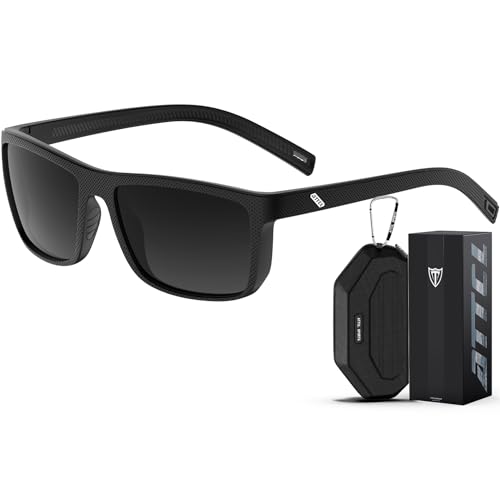 ATTCL Square Polarized Sunglasses for Men: Ultra-Light TR90 Frame UV400 Protection Sun Glasses for Fishing Driving Black 2533