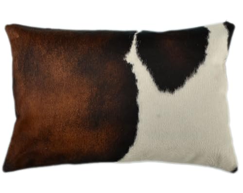 KUHFELL Kissen HÜLLE Kissenbezug 40 x 60 cm Braun Weiss BEIDE Seiten AUS...