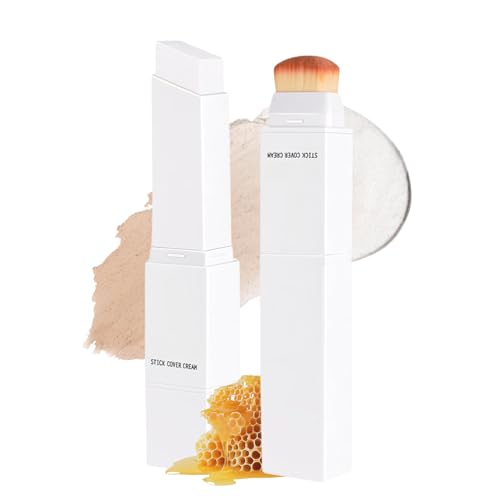 Color Changing Foundation Stick mit Bürste Feuchtigkeitsspendende Farbwechselndes Make-up Cover Cream Korean Make Up V Foundation Stick Full To Medium Coverage für Alle Hauttypen (#3 Nature)
