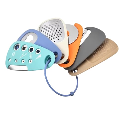 Utensilios de Cocina Portátiles 6 en 1, Juego de Cocina para Ahorrar Espacio, Accesorios de Camping de Acero Inoxidable, Pelador, Abrebotellas,...