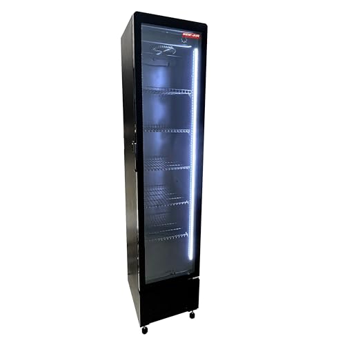 NEW AIR Commercial Glass Door Refrigerator 17" All Black - Ideal for Convenience Stores, Restaurants & Cafés, with LED Lights & Adjustable Shelves