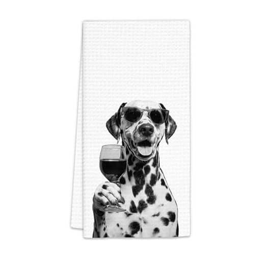 FIicy Dalmatian Gifts Wine Dog Kitchen Towels, Gifts for Dalmatian Dog Wine Lovers Decorative Hand Dish Towel for Kitchen Home Bar, Funny Dalmatians Dogs WineLover Home Bar Kitchens Decor(16x24 Inch)