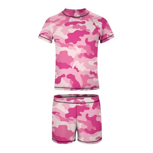 Pink Camouflage MilitaryChildren's Swimsuits Boys Two Piece Suit7-9Y（120cm）2
