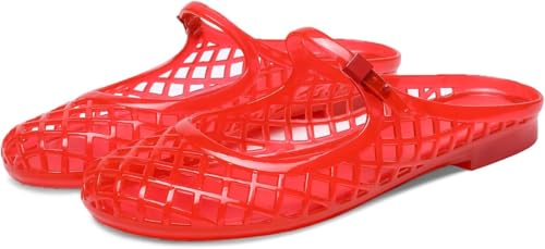 Mary Jane Jelly Mesh Hollow Flat Sandals for Women, Closed Cute Trendy No Slip Causal Comfortable Closed Toe Flat Jelly Sandals, Summer Mesh Walking Lightweight Running Beach Travel