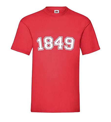 T-shirt homme rouge XXXL 1849, haut grande taille casual col rond en coton