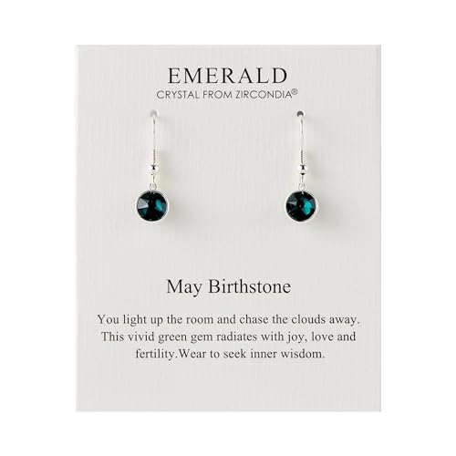 Philip Jones May Birthstone Drop Earrings Created with Emerald Zircondia® Crystals