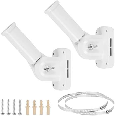 Blue_Stone Flag Pole Holder Heavy Duty Metal Iron Bracket Multi Position Mount Adjustable Flagpole for Wall Pillar 1" Diameter 2 White