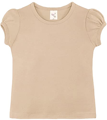 Image of Lilax Girls Short Puff Sleeve Cotton T-Shirt, Toddler & Little Girls Top | 95% Cotton Puff Sleeve Tee; Crewneck, Short Sleeve; Toddler & Girls Sizes 2T-12; for School, Play & Everyday; Machine Wash