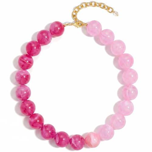 Cadeau d'anniversaire pour elle collier ras du cou coloré grosses perles femme