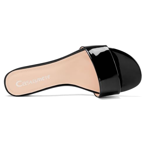 Castamere Womens Low Kitten Heel Open Toe Mule Heels Casual Dress Prom Slip-on Sandals 1.4 Inches Heels 6